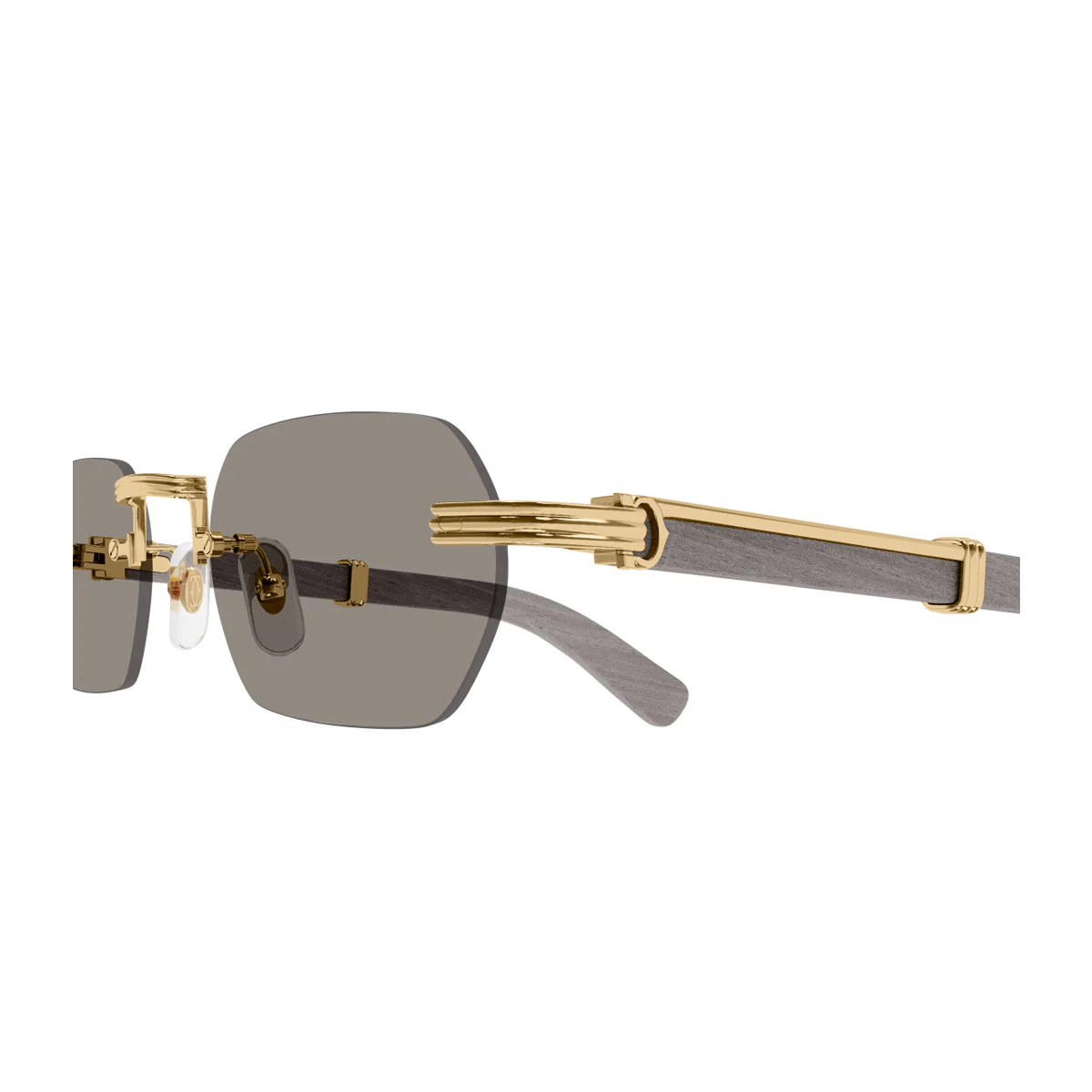 Óculos de Sol Cartier CT0362S Première de 005 Dourado Cinza Madeira/Metal