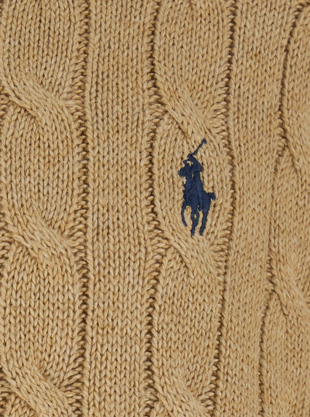 Polo Ralph Lauren Manga Longa-Pulôver Malha de Caxemira com Zíper Completo Bege