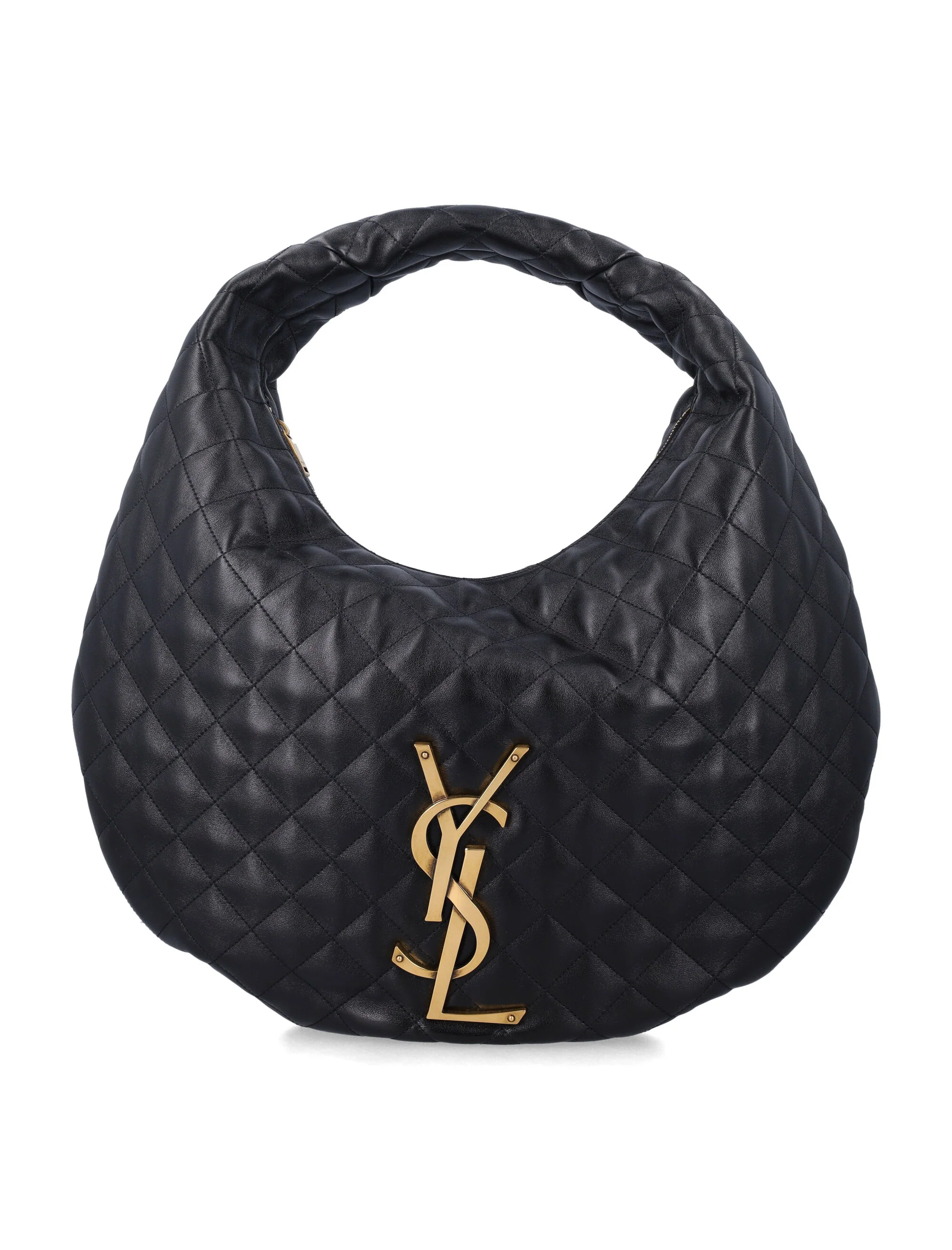 Bolsa Icare de almofada estampada Saint Laurent Preto Pele de Cordeiro