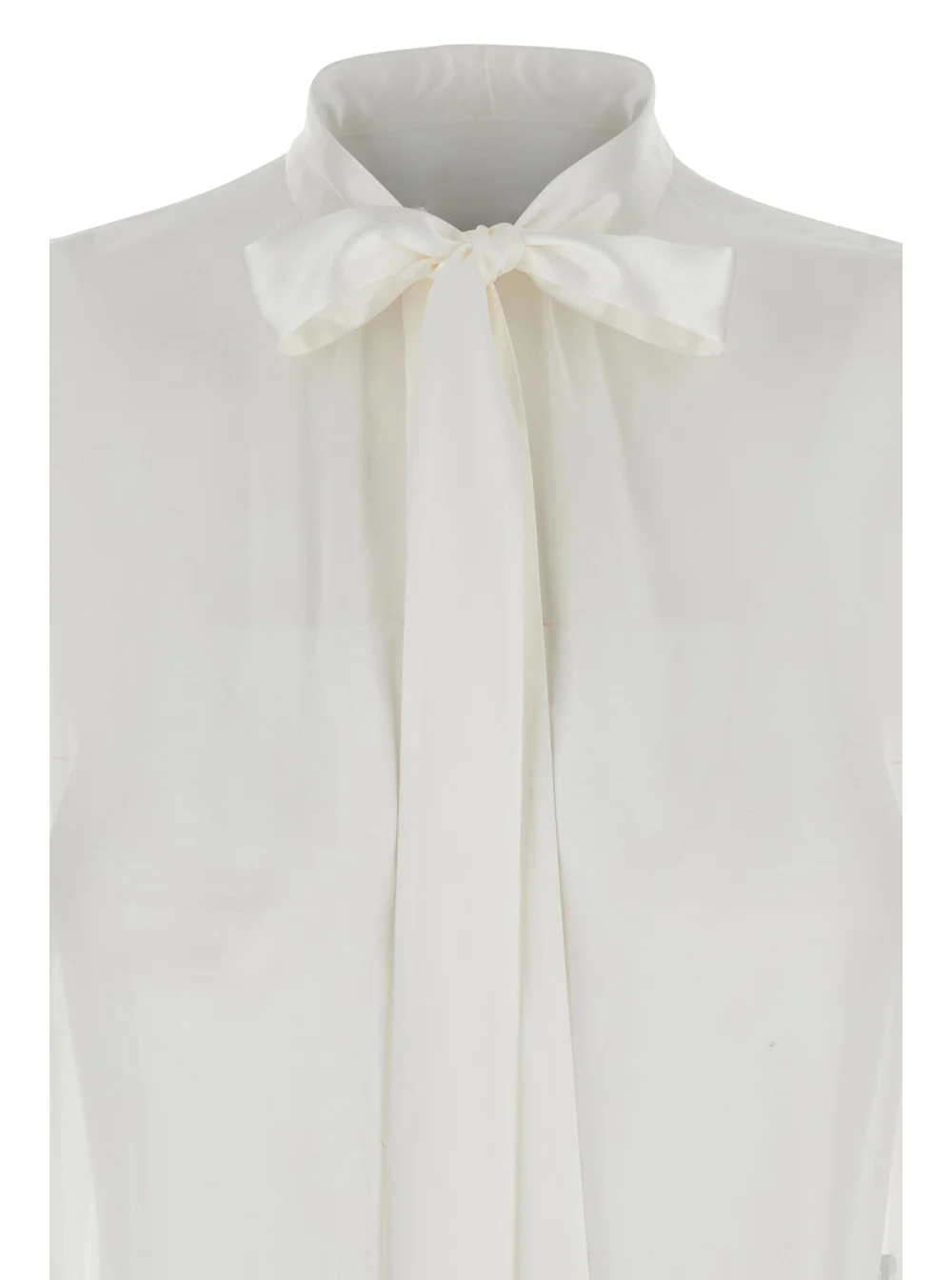 Camisa Branca Dolce & Gabbana com Gola de Laço em Seda para Mulher e Blusas