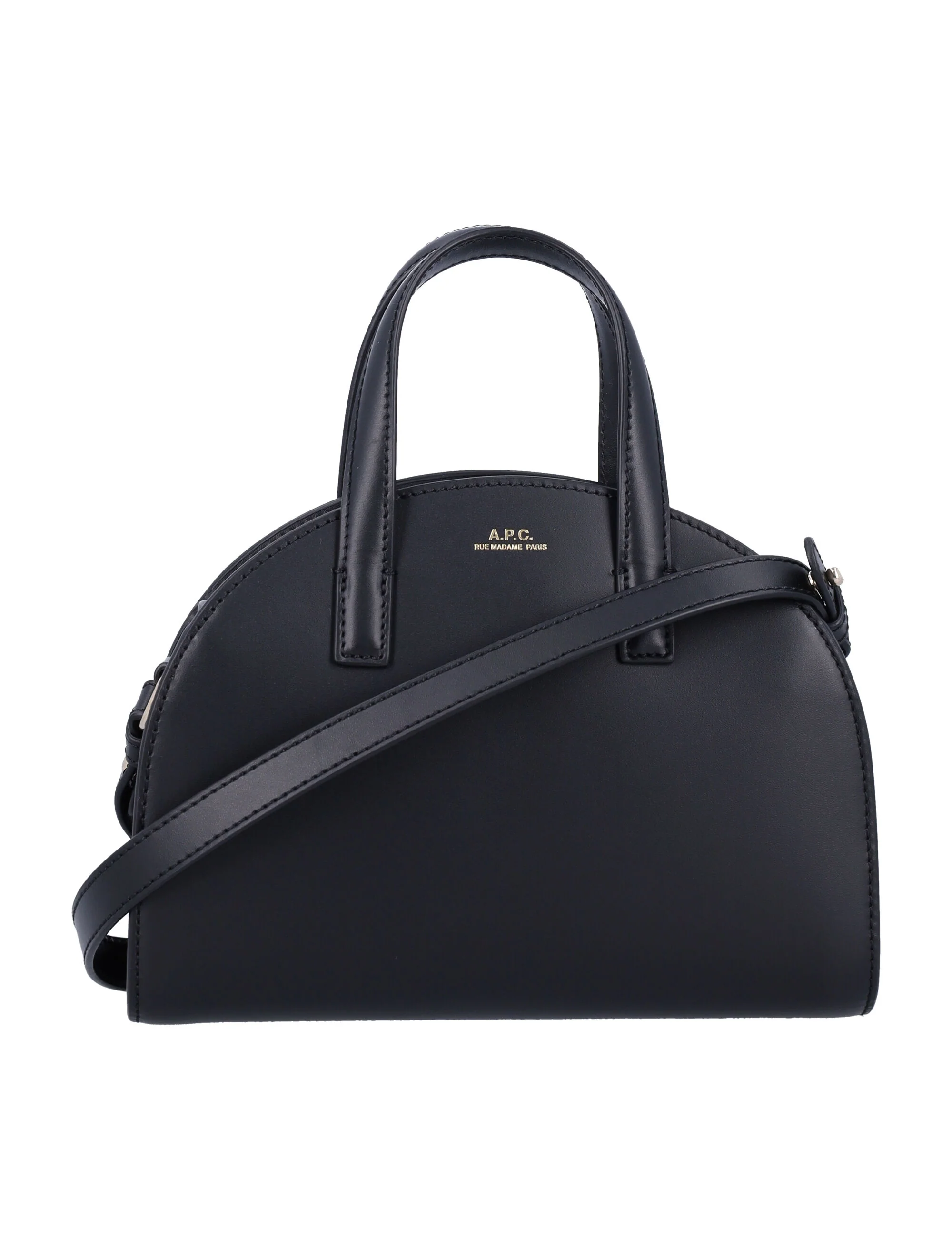 Bolsa Tote Demi Lune Pequena A.P.C. Preto Couro de Vaca