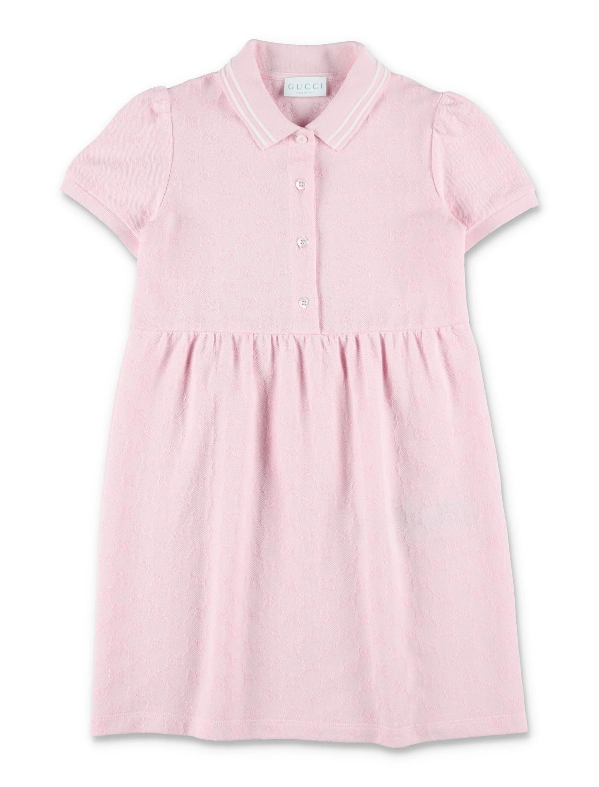Vestido de gola polo GG piqué Gucci para meninas Baby Pink Algodão